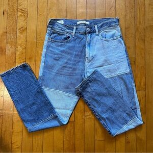 PacSun Men's Patchwork Slim Taper Blue Denim Jeans - Size 32x32